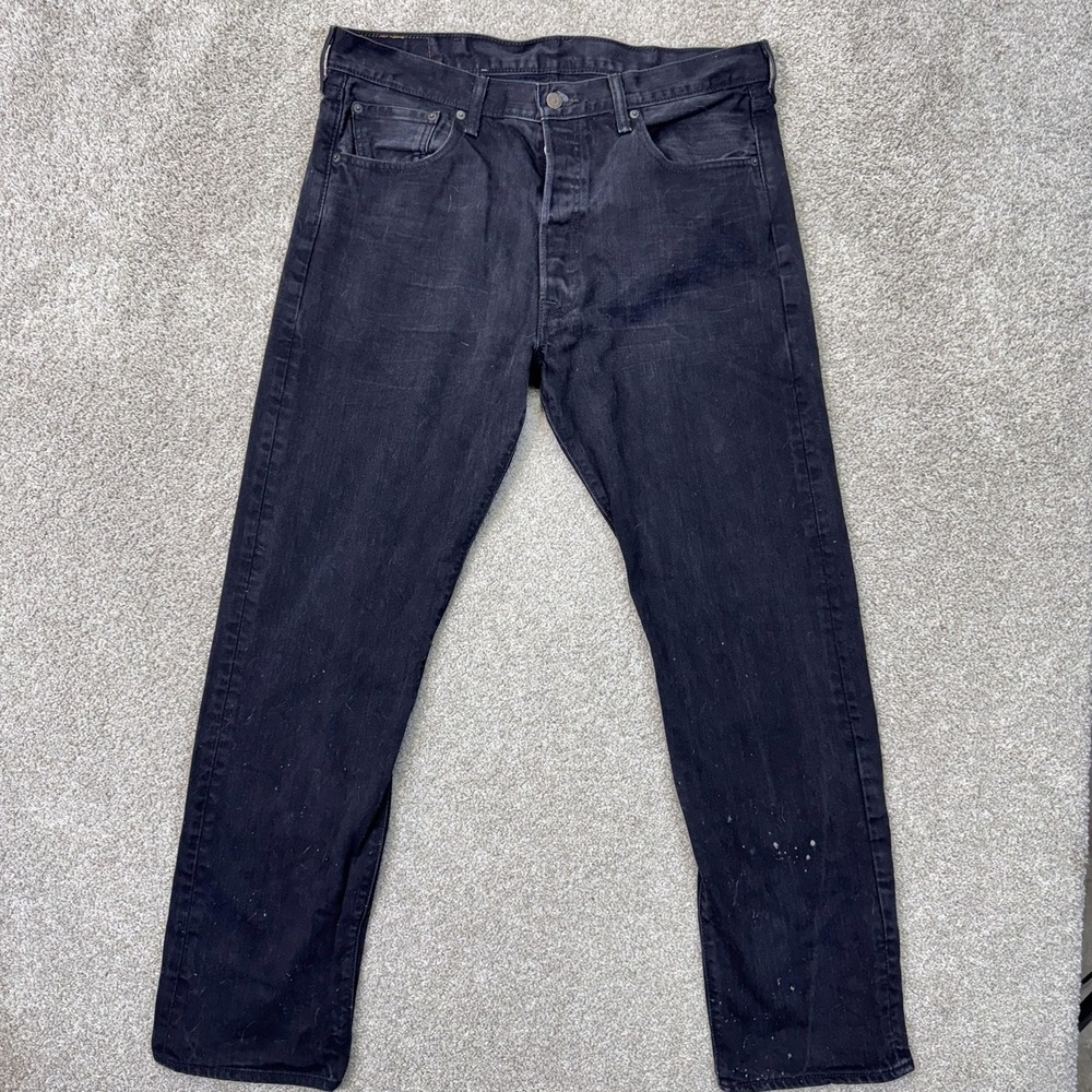 Levi's Jeans Mens 38x34 501 Original Fit Black Paint Splatter Button Fly EUC